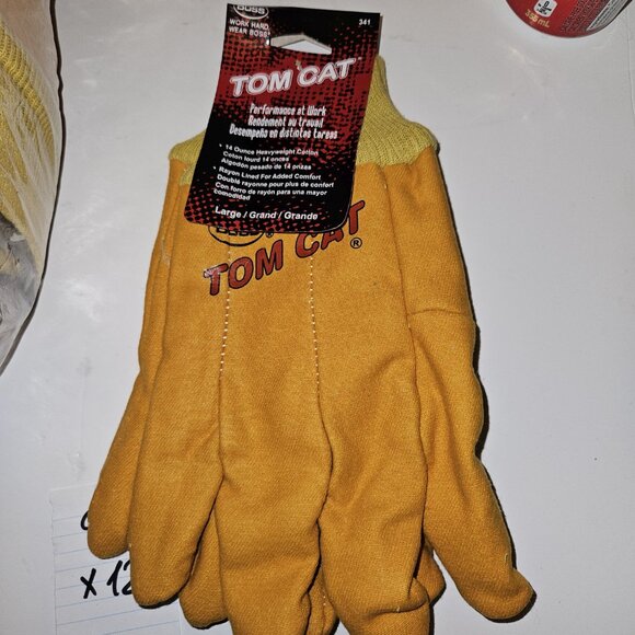 12 paires de nouveaux Gants TOM CAT homme taille L — toile de coton résistante, - Picture 2 of 7